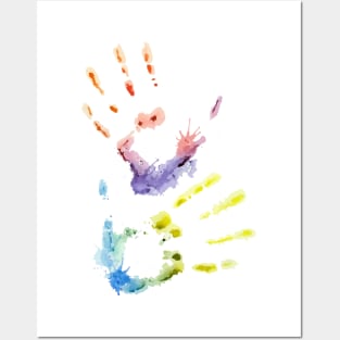 Colorful hand print Posters and Art